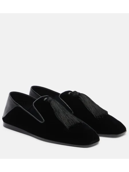 Papuci de casă Jimmy Choo din piele slip-on negru