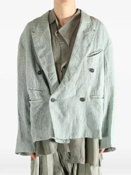 Laneni blejzer Ziggy Chen na dvostruko kopčanje zelena