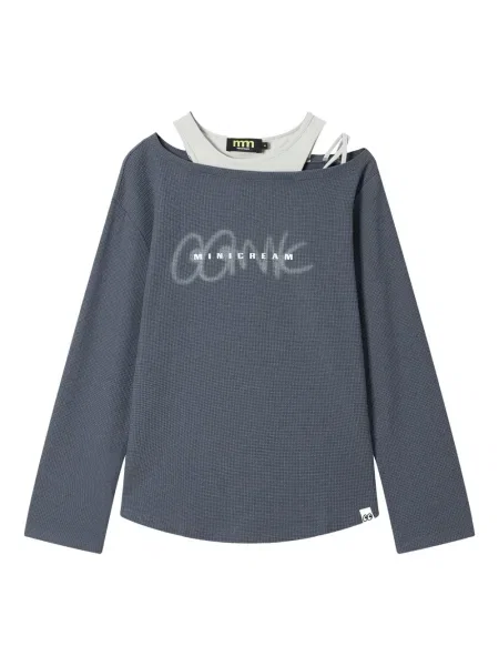 Dzianinowy mały mały top Mini Cream szary