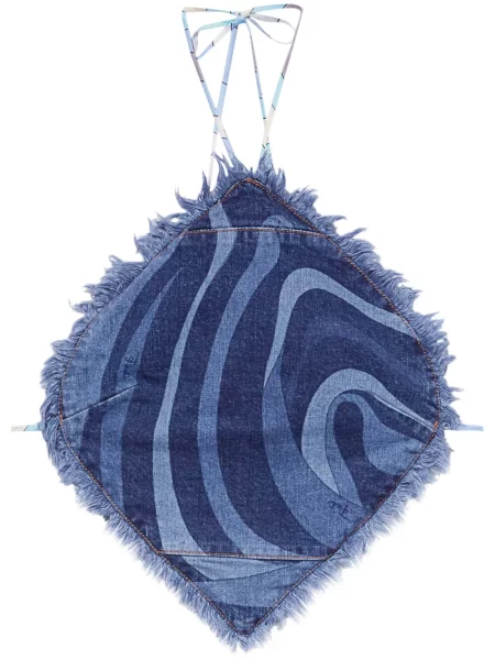 Top Pucci z dekoltem halter niebieski