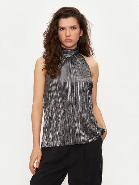 Блуза Bruuns Bazaar Groundberry Duro top с изчистен дизайн сребристо