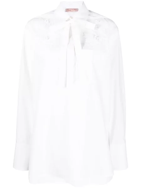 Cămașă Valentino Garavani cu broderie cu model floral alb