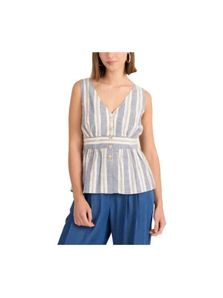 Haftowany top Naf Naf boho niebieski