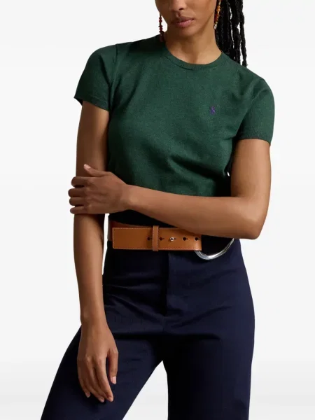 Pletena klasična polo majica Polo Ralph Lauren s autogramom ljubičasta