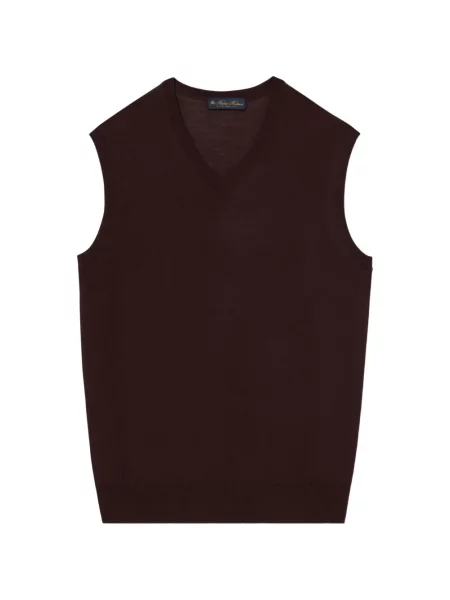 Vestă Brooks Brothers fără mâneci cu decolteu în V maro