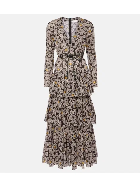 Rochie midi Zimmermann cu model floral până la genunchi de costum negru
