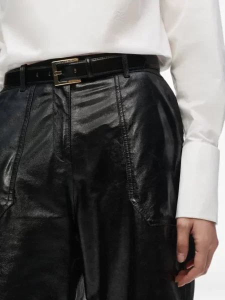 Cu centură curea Karl Lagerfeld din piele clasică negru