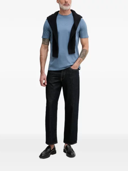 Тениска Armani Exchange с принт с кръгло деколте синьо