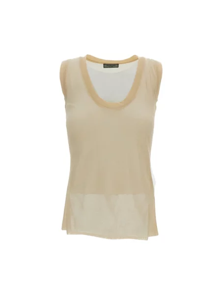 Top Durazzi Milano z okrągłym dekoltem beżowy