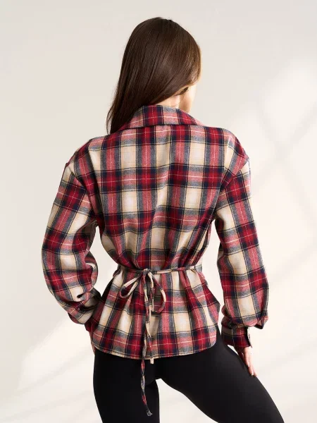 Сорочка в клітинку ISSA Plus бордовий