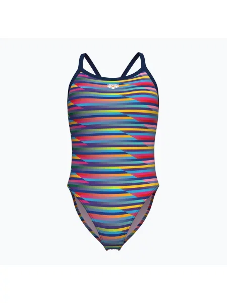 Дамски бански костюм от една част arena Racing Stripe Xcriss Cross navy multi/navy тъмносиньо