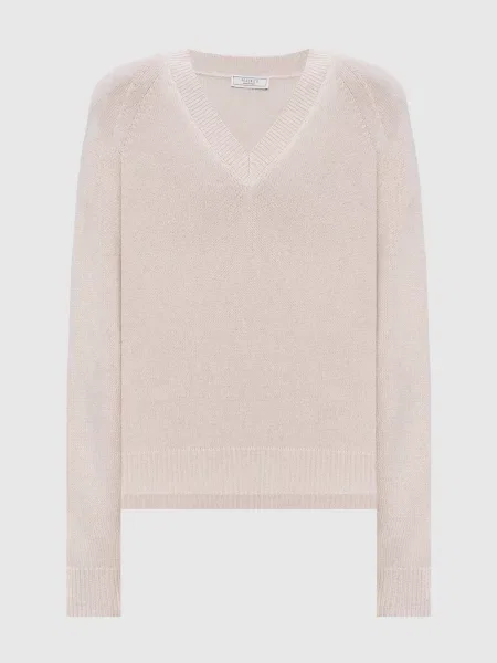 Пуловер з вовни шовку та кашеміру Peserico бежевий