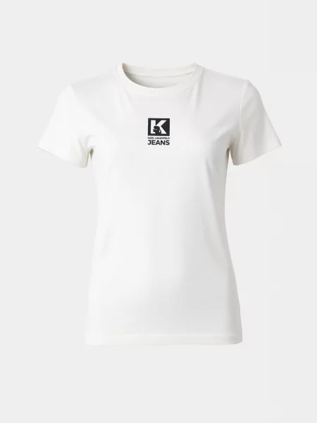 KARL LAGERFELD JEANS Tricou negru / alb bej