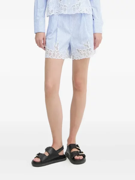 Pantaloni scurți Karl Lagerfeld cu dungi din dantelă albastru