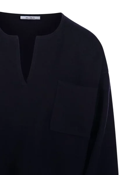 Pulover Max Mara cu decolteu în V albastru