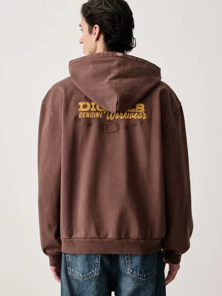 Dickies bluza z kapturem z bawełną brązowa