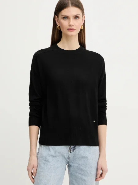 Armani Exchange sweter z dodatkiem wełny czarny