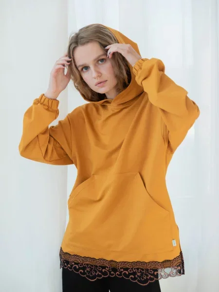 Женское однотонное худи жовта