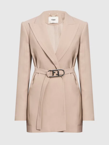 Блейзер із пряжкою Fendi O'Lock з металу бежевий