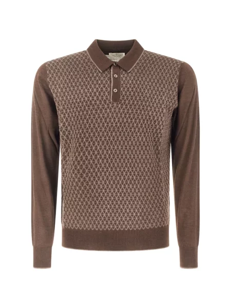 Tricou polo Panicale cu imprimeu geometric maro
