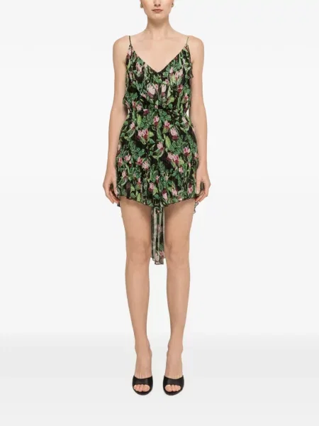 Rochie mini Nissa din șifon cu imagine asimetrică negru