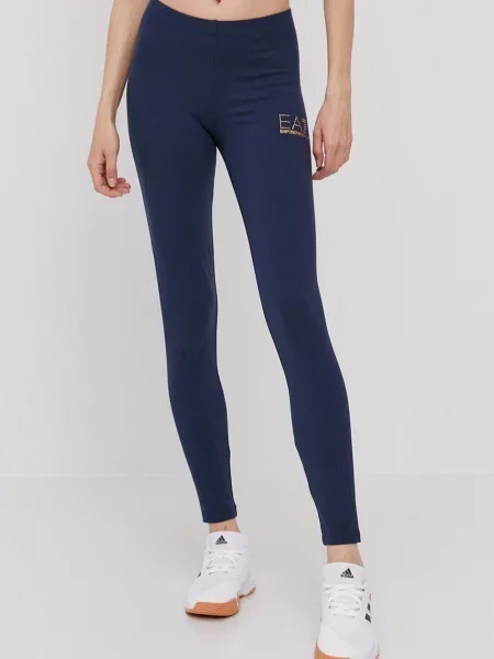 Emporio Armani Legginsy granatowy z aplikacją