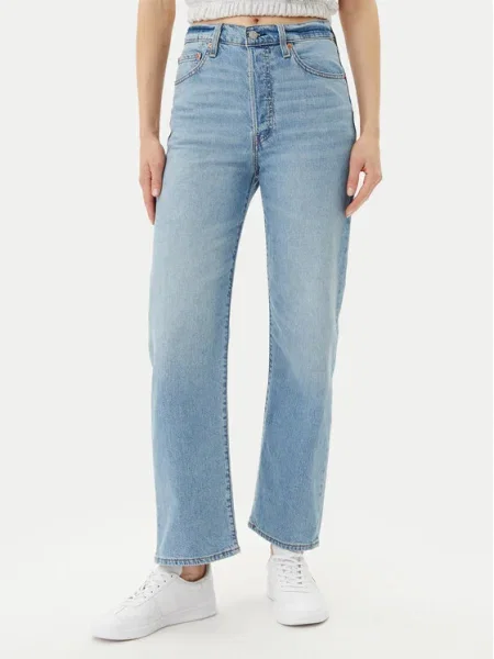 Дънки Levi's RIBCAGE STRAIGHT с висока талия синьо