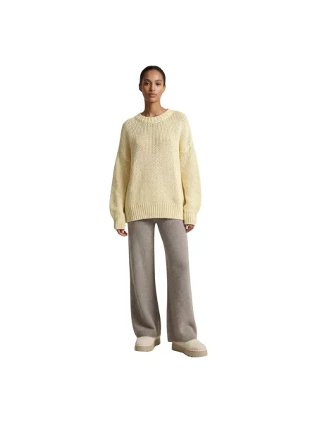 Sweter Americandreams z okrągłym dekoltem żółty