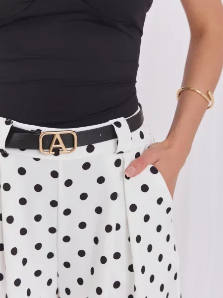 Cu centură pantaloni palazzo Italy Moda negru