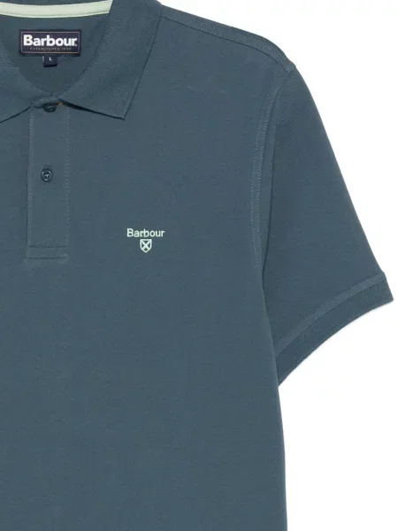 Tricou polo Barbour cu autograf albastru