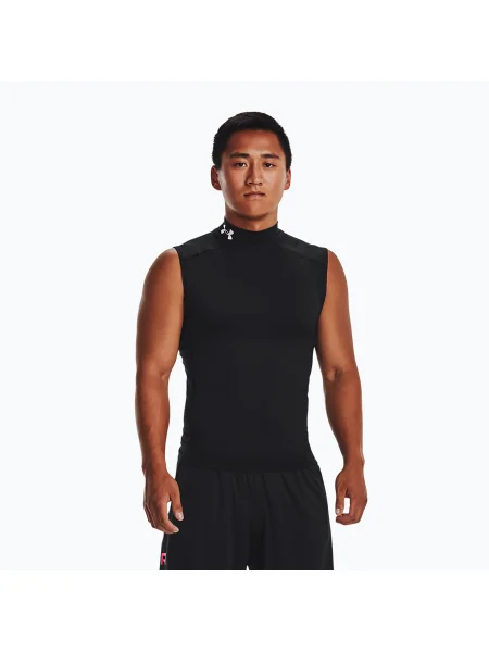 Tricou de antrenament pentru bărbați Under Armour HG Armour Comp Mock black/white alb