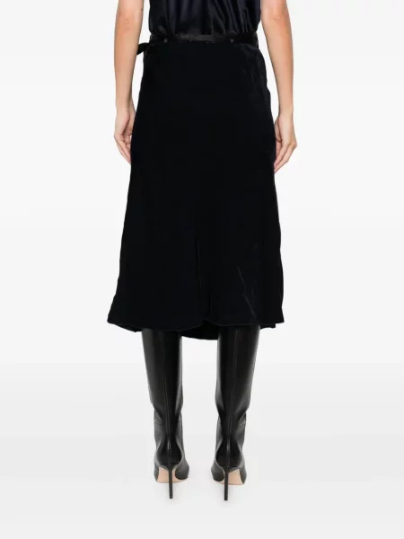 Fustă midi Forte_forte până la genunchi albastru