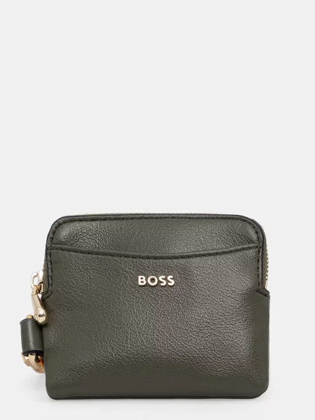 BOSS portofel pentru femei cu imitație de piele Sandy Zip Cardholder verde