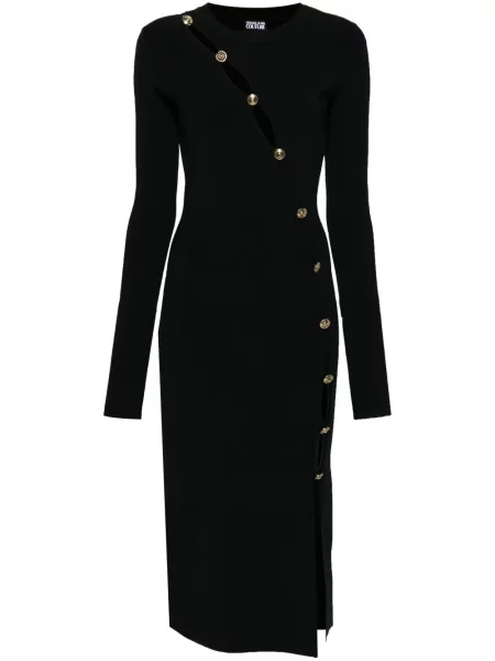 Rochie din denim Versace Jeans Couture tricotate până la genunchi de costum negru