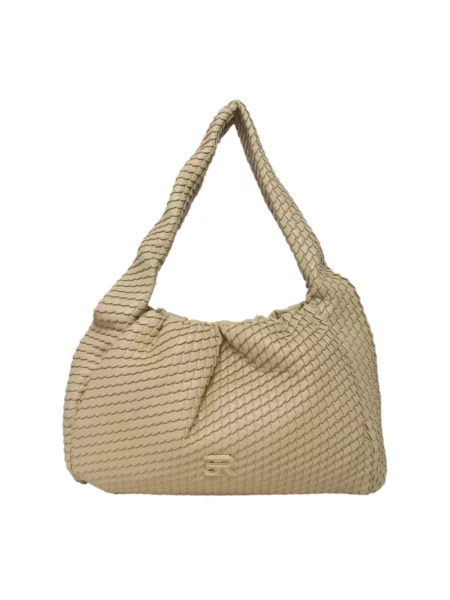 Duża torebka hobo Ermanno Scervino ze skóry ekologicznej beżowa