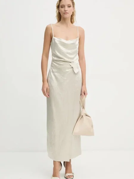 Nanushka rochie BRIAR maxi evazati bej