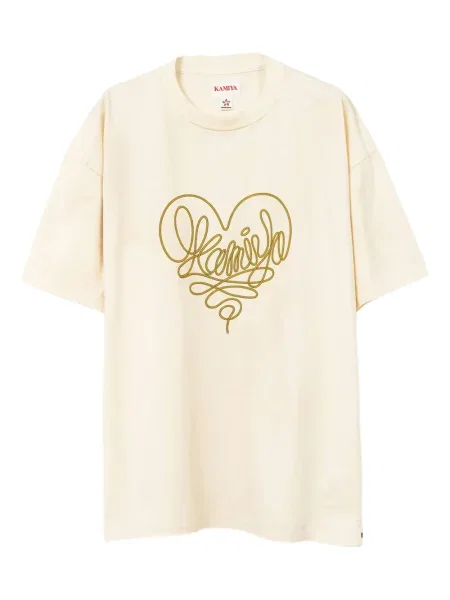 Tricou Kamiya cu motiv cu inimi alb