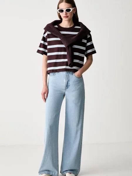 Levi's rifle wide leg dámske RIBCAGE WIDE LEG modrá
