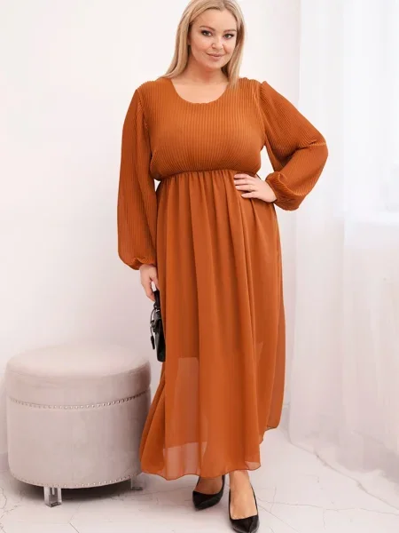 Rochie Kesi Włoski plisată maro
