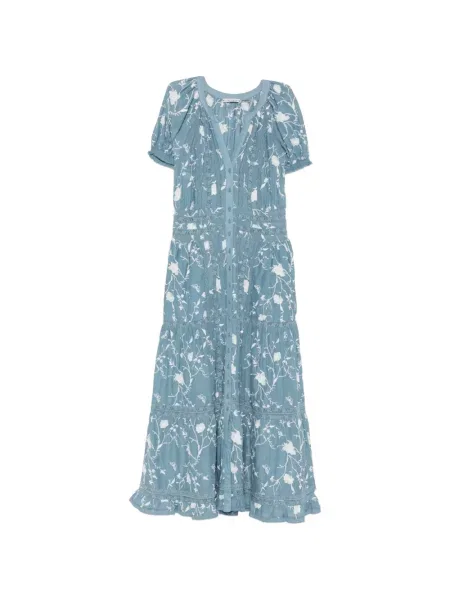 Rochie maxi Alice + Olivia cu model floral cu imagine din dantelă albastru