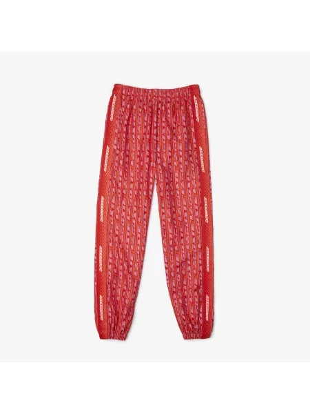Lacoste Spodnie Dresowe Active Z Nadrukiem Straight Fit czerwone