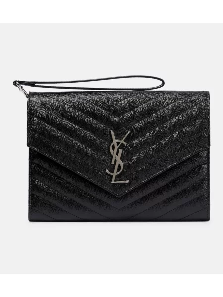 Kožené psaníčko Saint Laurent černé