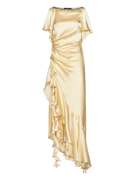 Rochie Amen din satin de costum galben