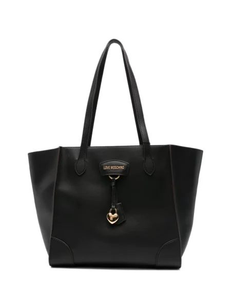 Geantă shopper Love Moschino cu autograf negru