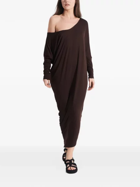 Rochie maxi Tessitura Body Couture asimetrică drapată maro