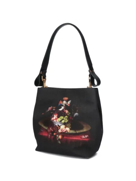 Geantă Vivienne Westwood cu imagine din canvas negru