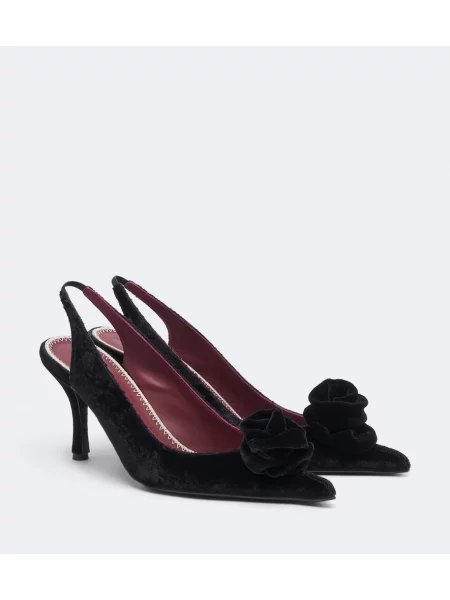 Pantofi cu toc Magda Butrym de catifea cu model floral cu aplicații negru