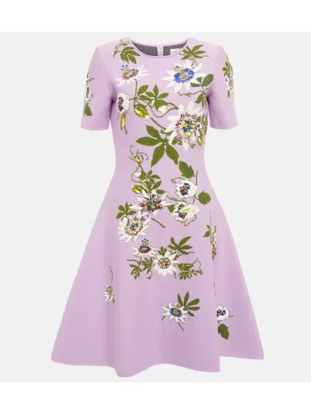 Pleten pletena obleka Oscar De La Renta s cvetličnim vzorcem