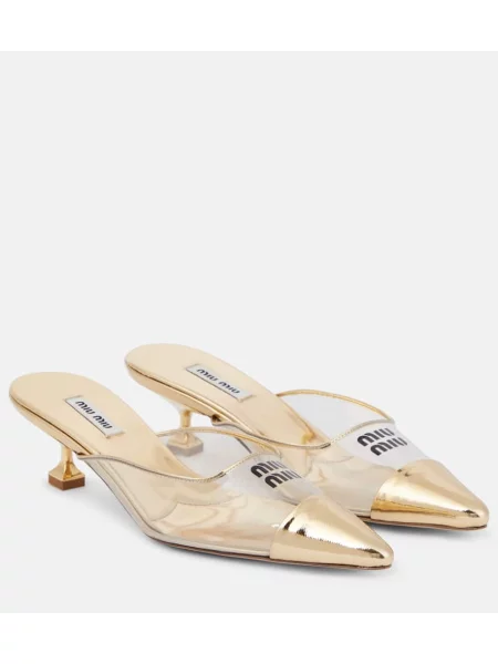 Usnjene mules Miu Miu zlata