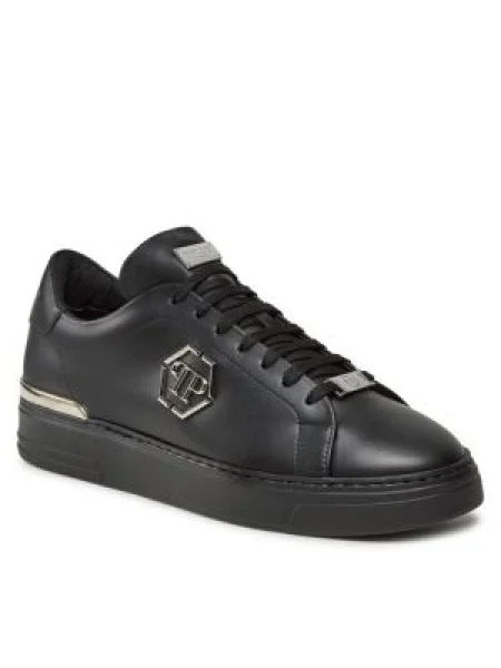 Philipp Plein Bőr tornacipő fekete